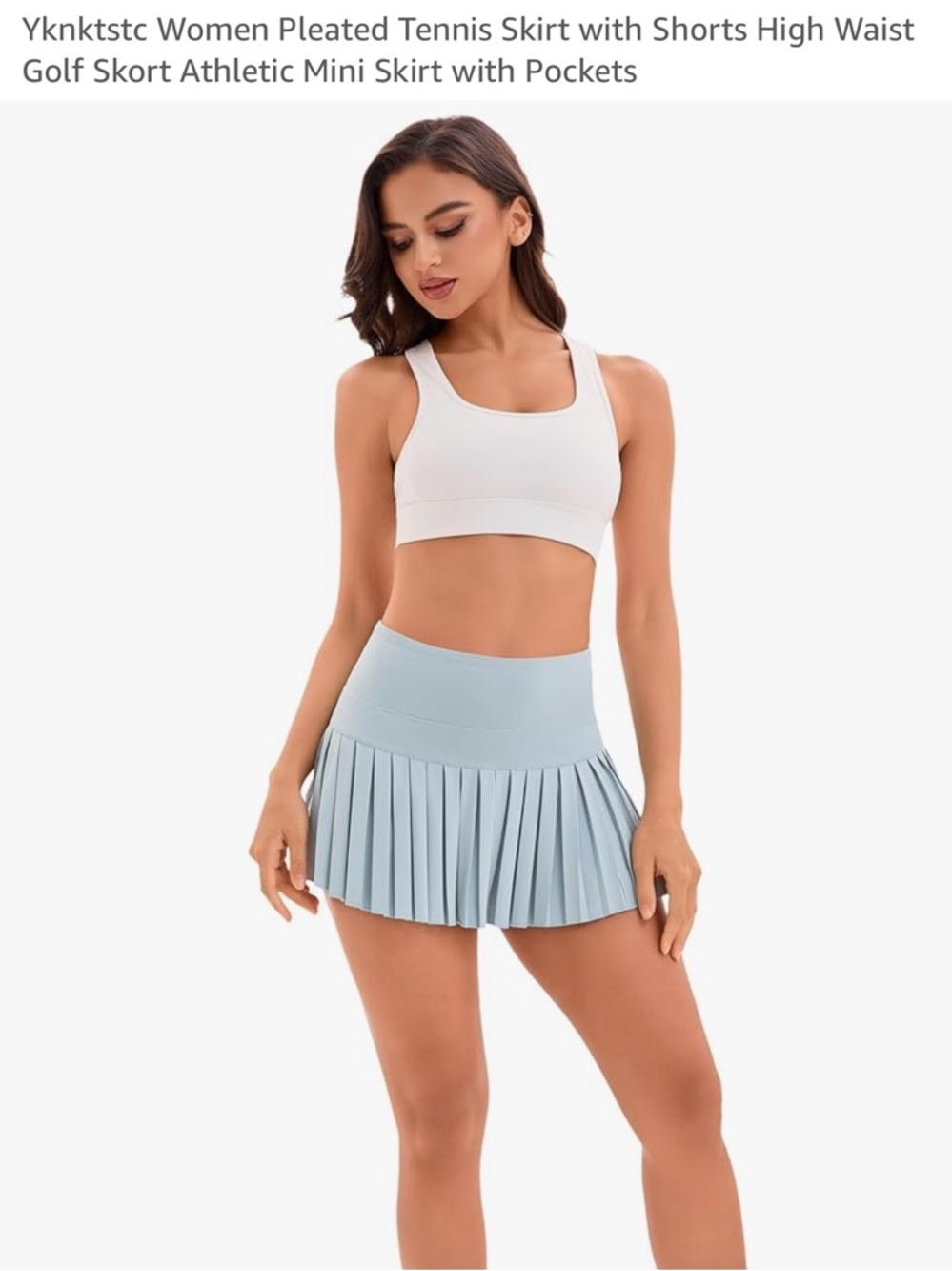 Women's Pleated Mini Tennis Skirt in Light Bluish greyish Sz Lg